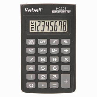 Rebell Kalkulačka RE-HC308 BX, černá, kapesní, osmimístná