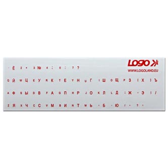 Přelepky LOGO na klávesnice, červené, azbuka, cena za 1 ks