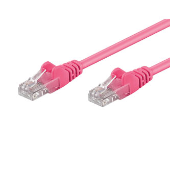 Síťový LAN kabel UTP patchcord, Cat.5e, RJ45 samec - RJ45 samec, 0.5 m, nestíněný, růžový