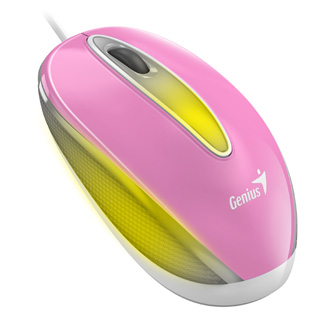 Genius Myš DX-Mini, 1000DPI, optická, 3tl., drátová USB, růžová, klasická, RGB podsvícení